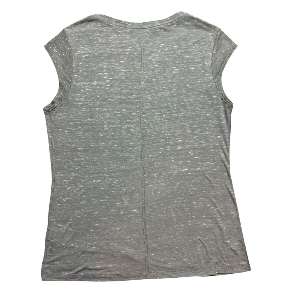 The North Face Womens V-Neck Cap Sleeve Heathered Olive Green Active Top Large - Picture 6 of 6